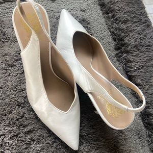 Vince Camuto white pointed toe heels